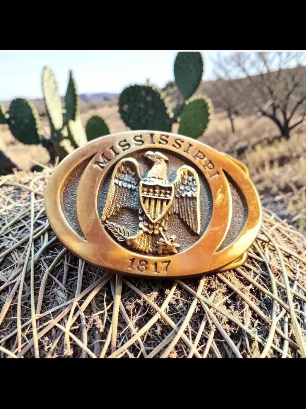 Mississippi 1817 Gold Eagle Belt Buckle - Men